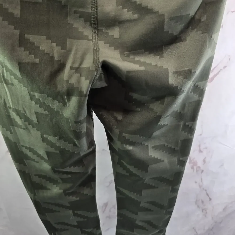 Alo Leggings Womens Small Green Capri Houbdstooth Plaid High Mid Rise Crop